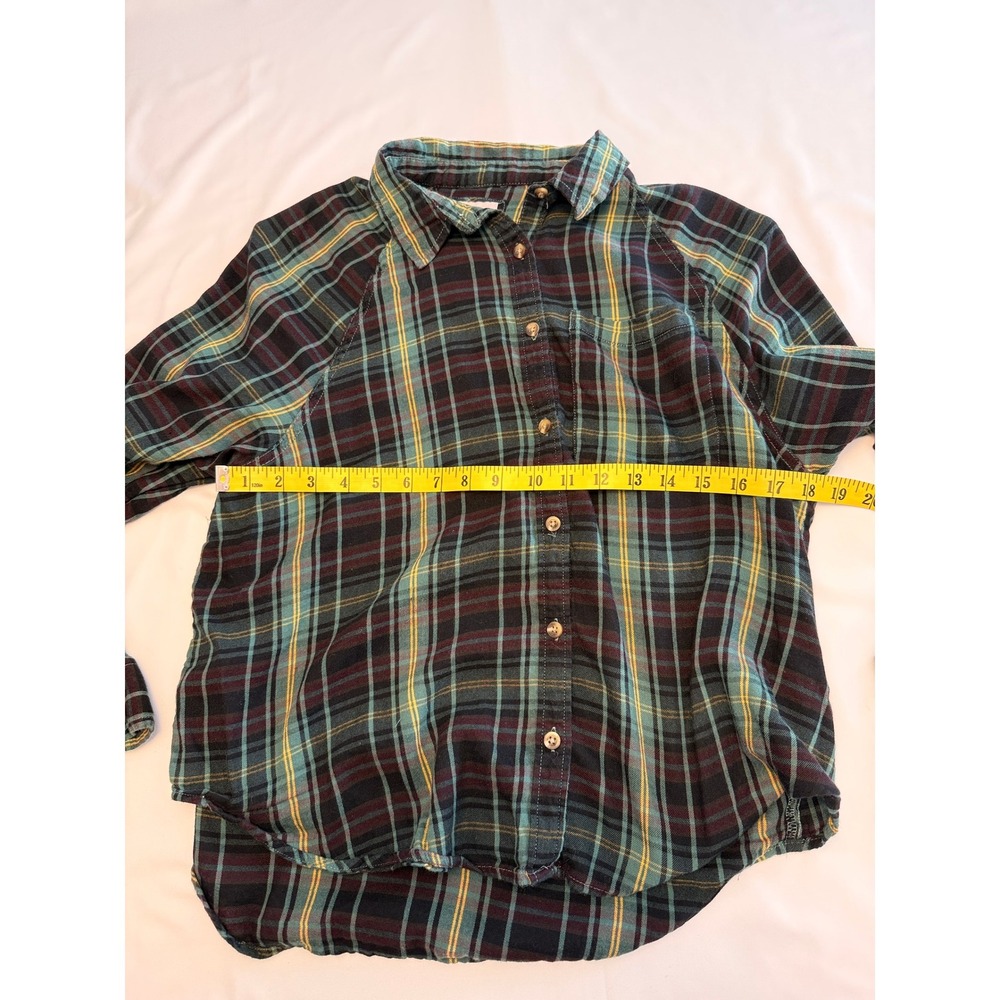 Vintage-Style Grunge‎ Plaid Flannel Button Down Green Black Soft Womens Size S - Picture 9 of 11